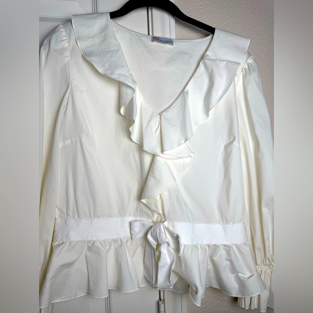 RED Valentino Cream Ruffle Blouse